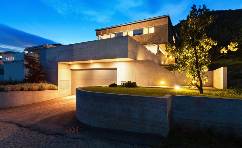 Outdoor lighting at dusk